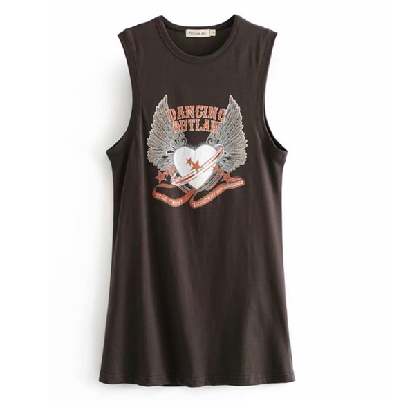 Dancing Outlaw Boho Graphic Tee Tank Dress NEW - Picture 7 of 11